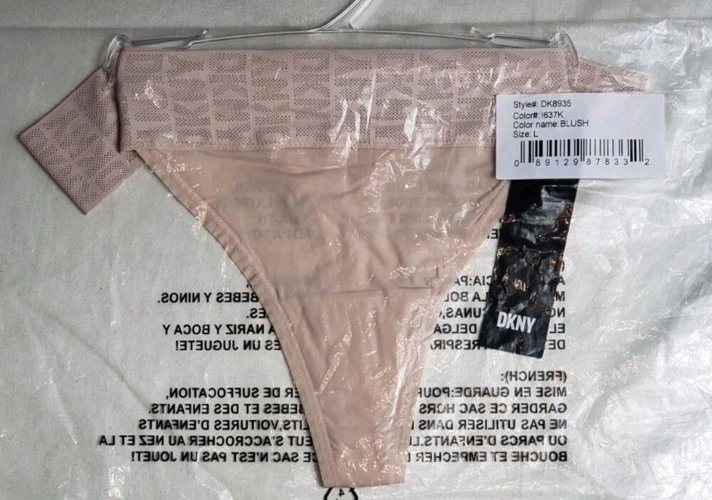 DKNY Woman's Stretch Thong Underwear Color (Blush) New Tagged And Sealed Mint...